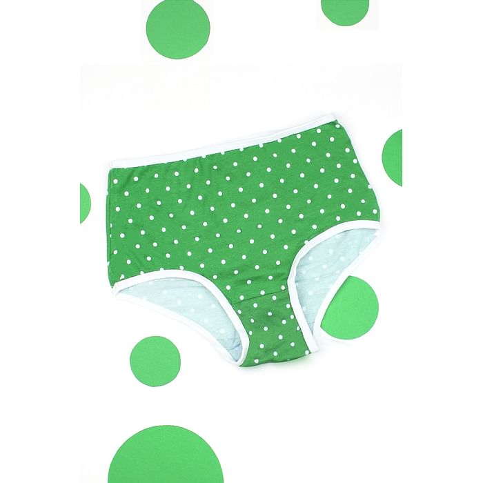 

Clovia High Waist Polka Print Hipster Panty in Forest Green - Cotton - PN2761A11, Light green
