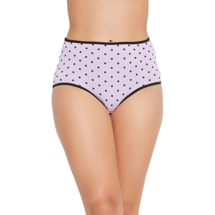 

Clovia High Waist Polka Print Hipster Panty in Lilac - Cotton - PN2715V12, Lavender