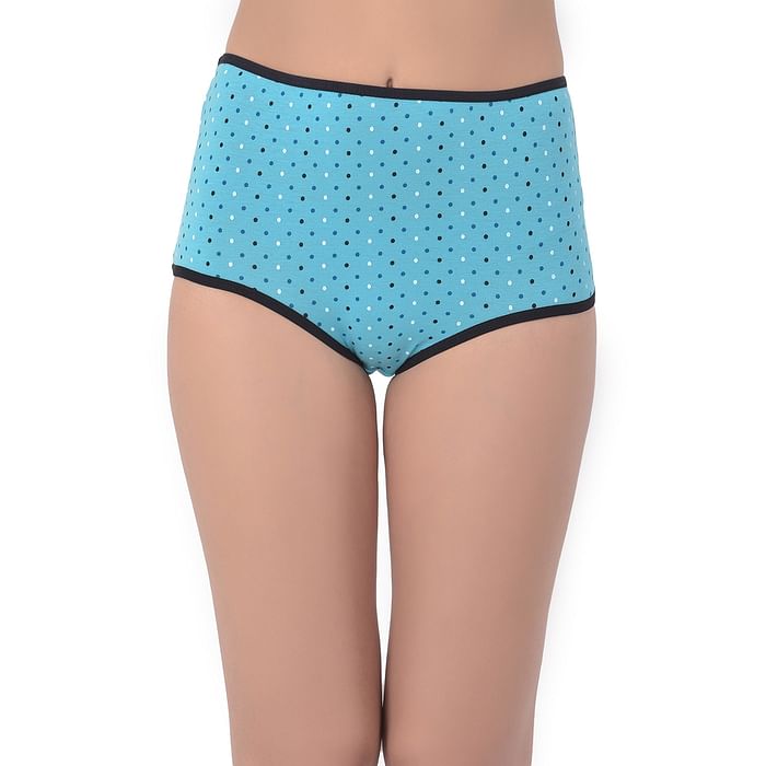 

Clovia High Waist Polka Print Hipster Panty in Sky Blue - Cotton - PN3219L03, Light blue