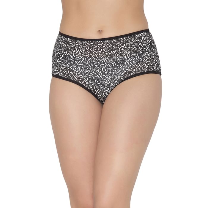 

Clovia High Waist Printed Hipster Panty in Black - Cotton - PN3170A13
