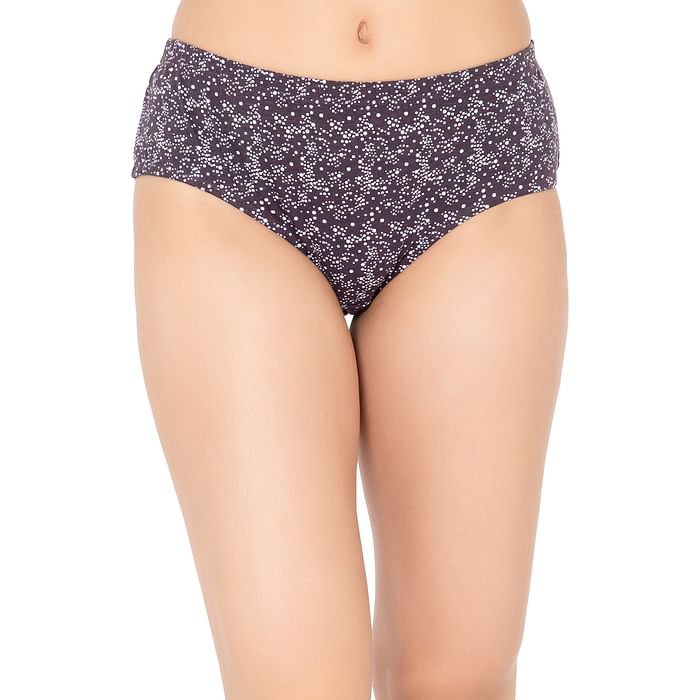 

Clovia Mid Waist Printed Hipster Panty in Brown with Inner Elastic - 100% Cotton - PN3227C06