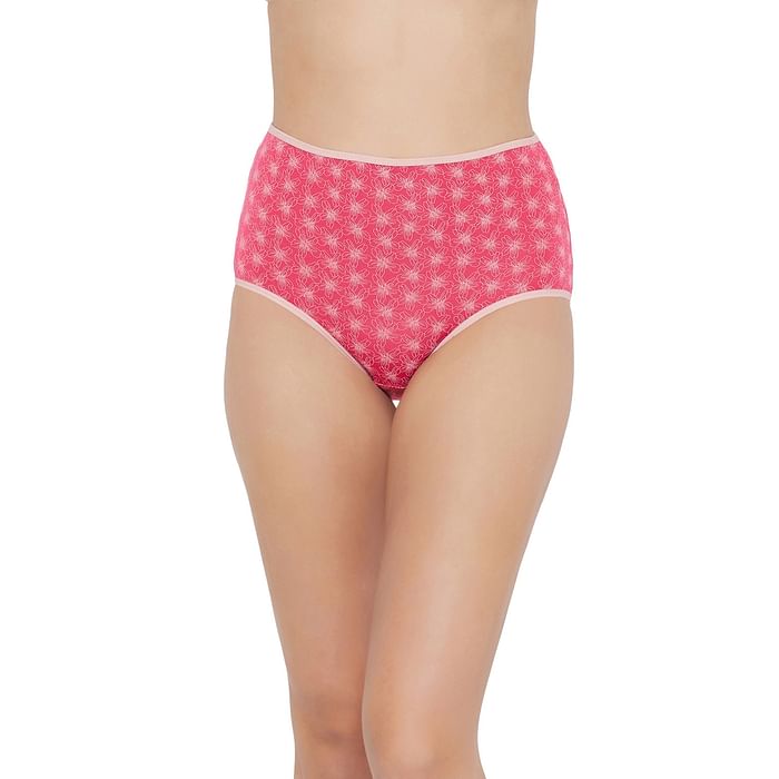 

Clovia High Waist Printed Hipster Panty in Dark Pink - Cotton - PN3221Y14