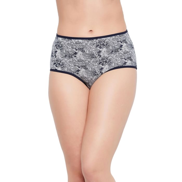 

Clovia High Waist Printed Hipster Panty in Grey - Cotton - PN3015B01, Light grey