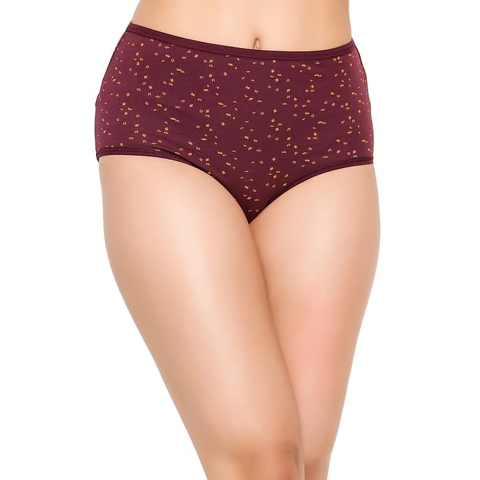 

Clovia High Waist Printed Hipster Panty in Maroon - Cotton - PN3221Z09