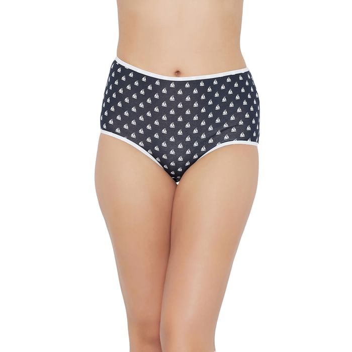 

Clovia High Waist Printed Hipster Panty in Navy - Cotton - PN3221Z08