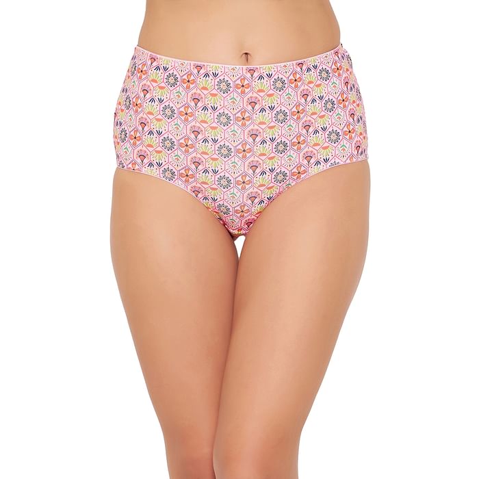 

Clovia High Waist Printed Hipster Panty in Pink - PN3498D22, Light pink