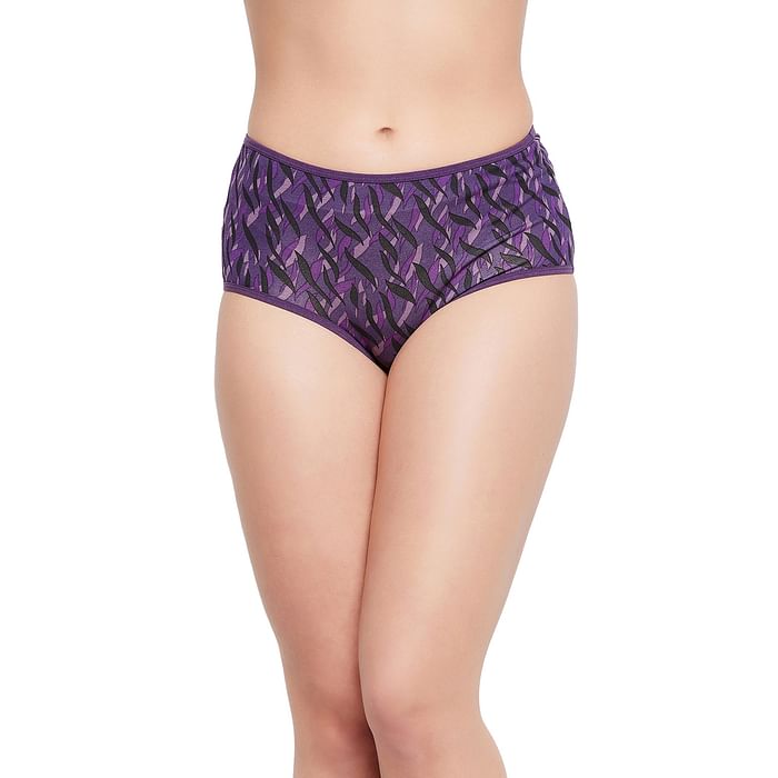 

Clovia High Waist Printed Hipster Panty in Purple - Cotton - PN3015A15