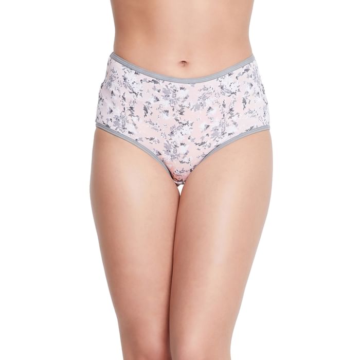 

Clovia High Waist Printed Hipster Panty in Soft Pink - Cotton - PN3170U22, Light pink