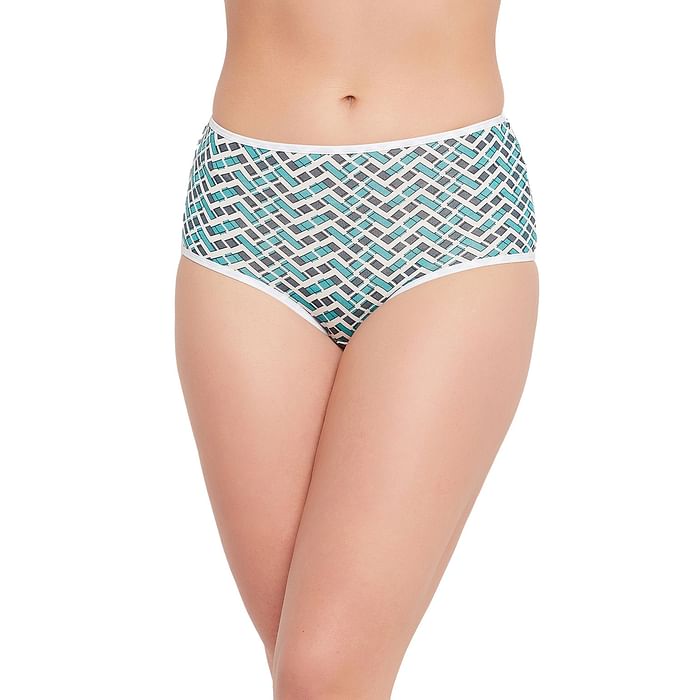 

Clovia High Waist Printed Hipster Panty in White - Cotton - PN3221E18