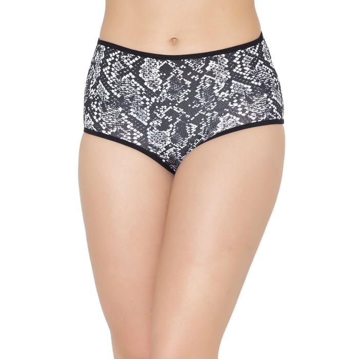 

Clovia High Waist Snakeskin Print Hipster Panty in Black - Cotton - PN3221I13