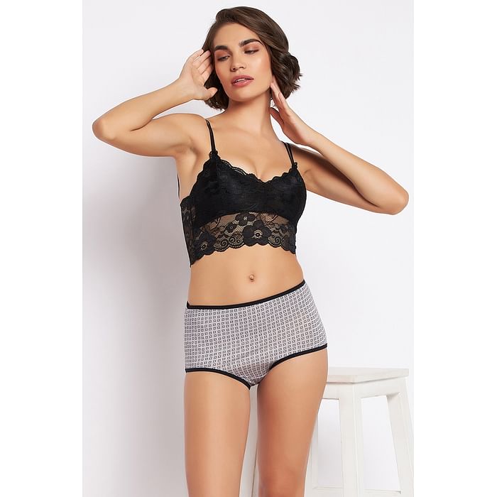 

Clovia High Waist Square Print Hipster Panty in Light Grey - PN2761P01