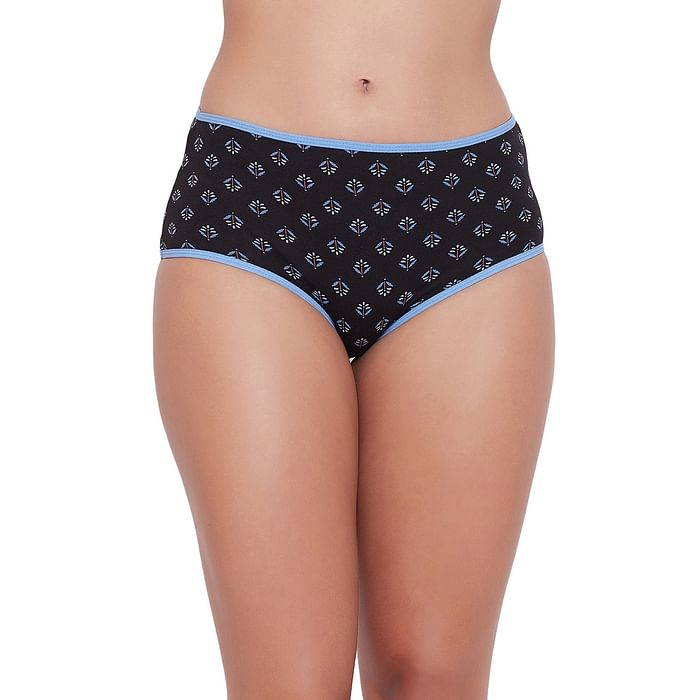 

Clovia High Waist Printed Hipster Panty in Black - Cotton - PN3221Q13