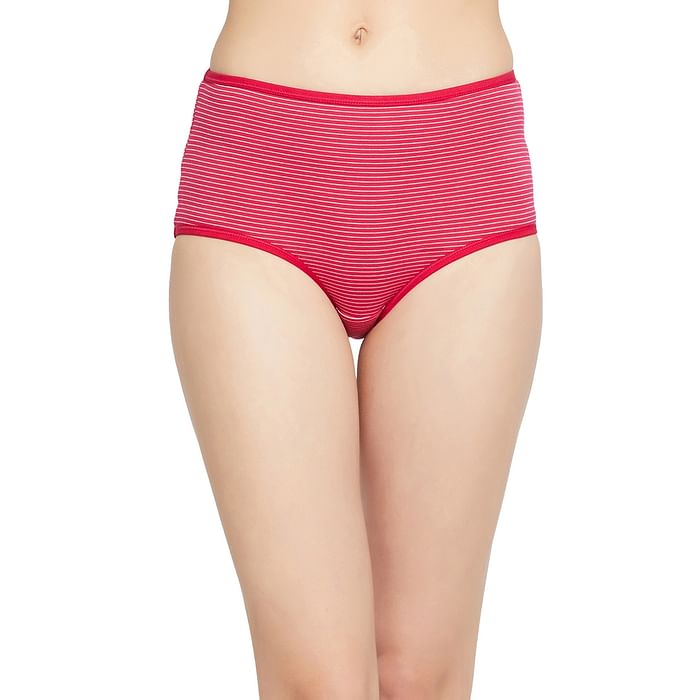 

Clovia High Waist Striped Hipster Panty in Hot Pink - Cotton - PN3170A14