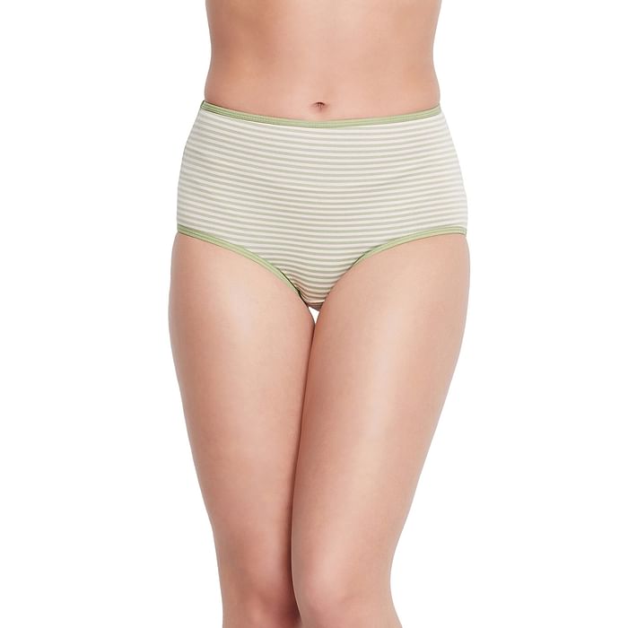 

Clovia High Waist Striped Hipster Panty in Light Green - Cotton - PN3219H11