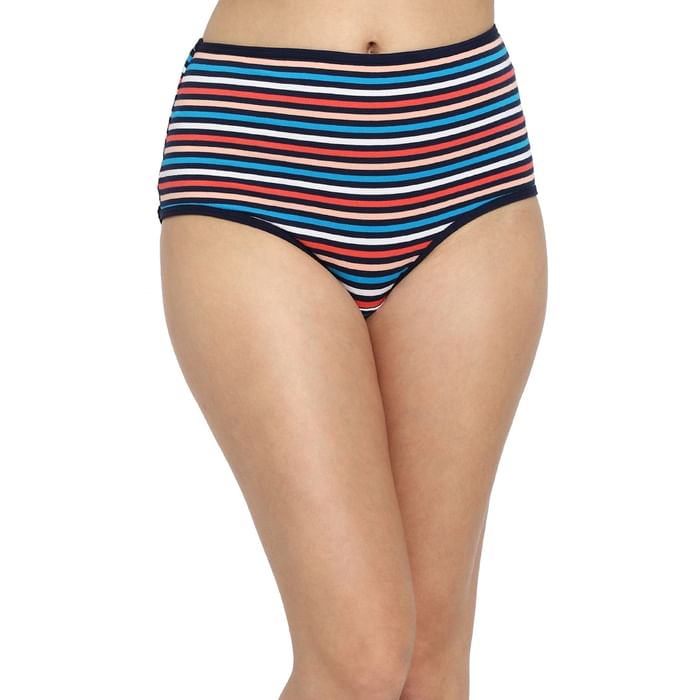 

Clovia High Waist Striped Hipster Panty in Multicolor - Cotton - PN3219H19, Multicolour