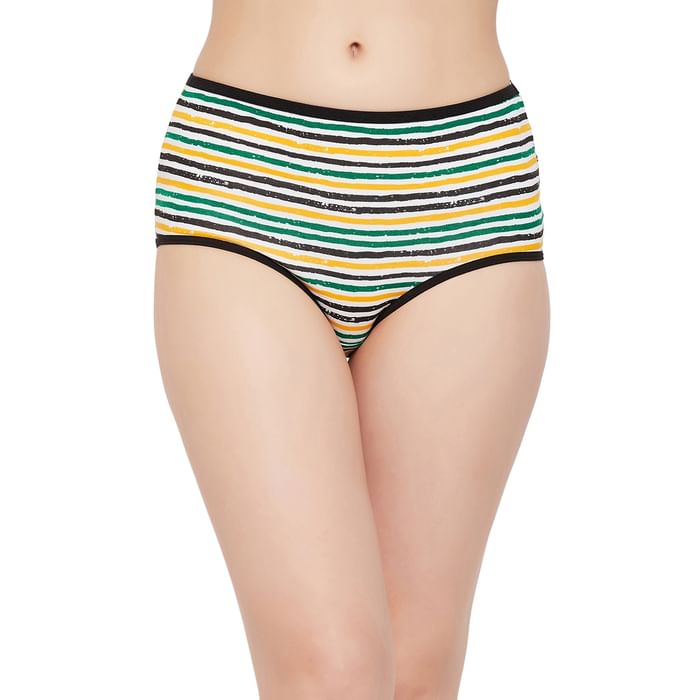 

Clovia High Waist Striped Hipster Panty in Multicolour - Cotton - PN3170B19