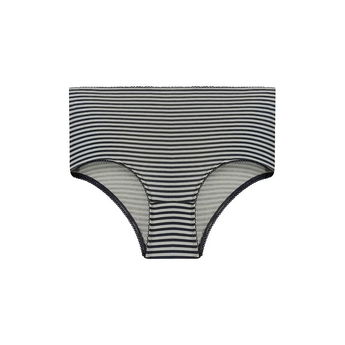 

Clovia High Waist Striped Hipster Panty in White - Cotton - PN3015C18