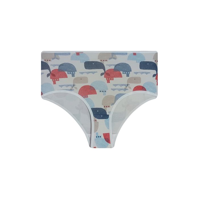 

Clovia High Waist Whale Print Hipster Panty in Nude Colour - Cotton - PN3221E24