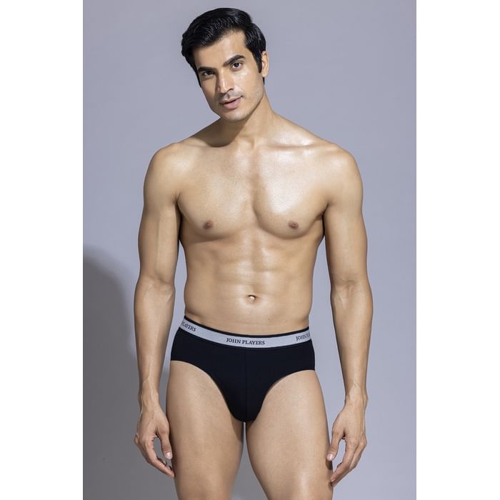 

Clovia John Players Classic Cotton Brief in Black - JBF037M13