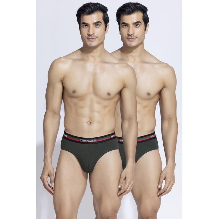 

Clovia Pack of 2 John Players Classic Cotton Briefs in Dark Green - JBF035M17
