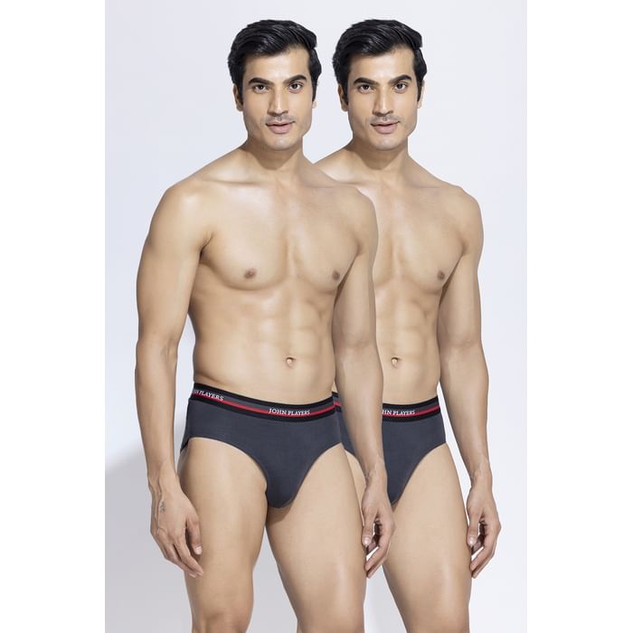 

Clovia Pack of 2 John Players Classic Cotton Briefs in Dark Grey - JBF035M05