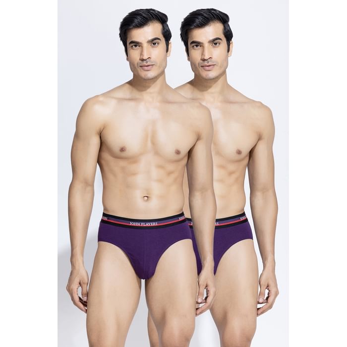 

Clovia Pack of 2 John Players Classic Cotton Briefs in Purple - JBF035M15