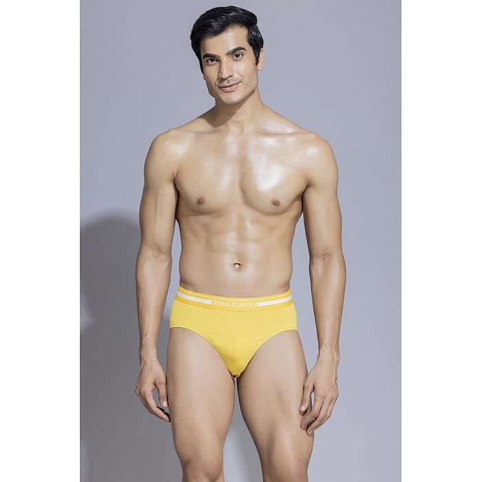 

Clovia John Players Classic Cotton Brief in Yellow - JBF037M07