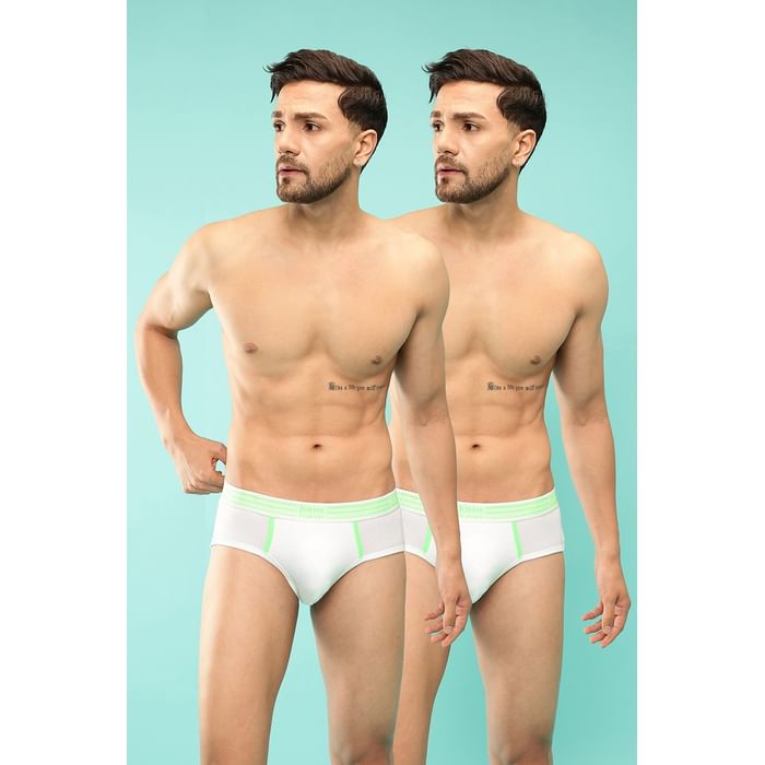 

Clovia Pack of 2 John Players Cotton Briefs with Striped Waistband - JBF043M18