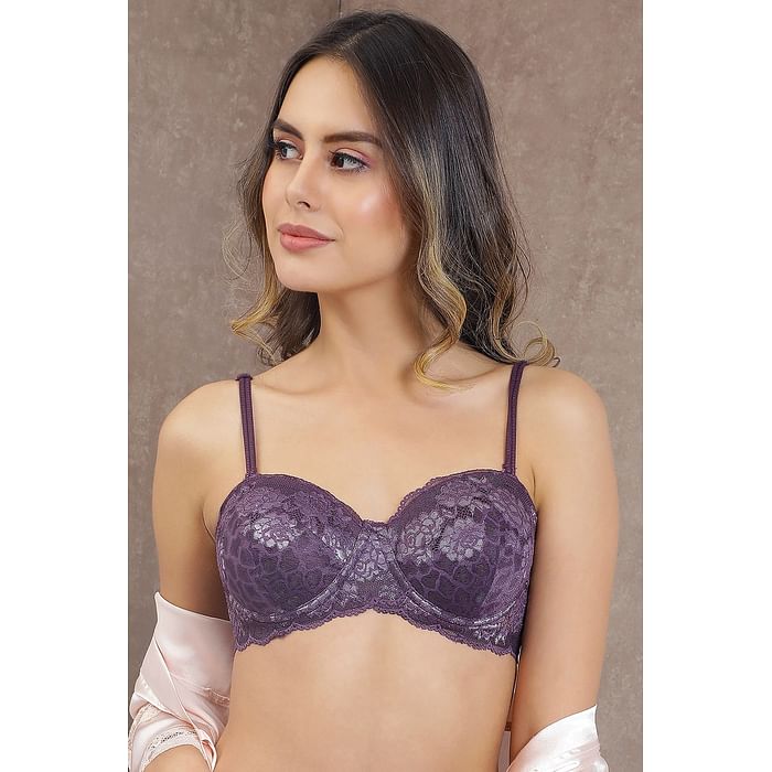 

Clovia Lace Lightly Padded Underwired Bridal Bra - BR1369P12, Lavender