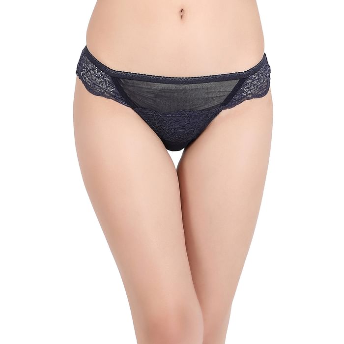 

Clovia Lace Low Waist Bikini Panty - PN2539P08, Navy