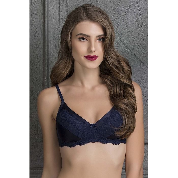 

Clovia Lace Padded Non-Wired Bra - BR1508P08, Navy