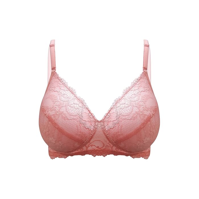 

Clovia Lace Padded Non-Wired Full Cup Bra - BR1372P22, Light pink