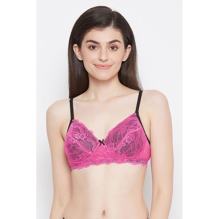 

Clovia Lace Padded Non-Wired Multiway Bralette in Pink - BR1372R14