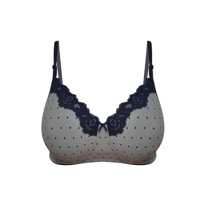 

Clovia Padded Non-Wired Full Cup Polka Print Racerback Bra in Grey - BR1673P18, White
