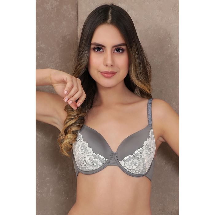 

Clovia Padded Underwired Bridal Bra with Lace in Grey - BR1682R05