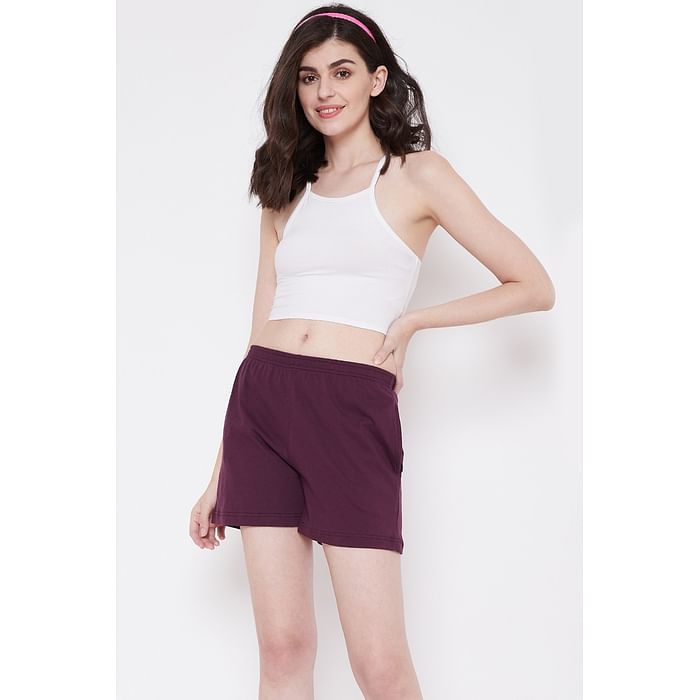 

Clovia Chic Basic Boxer Shorts in Purple- Cotton Rich - LB0145A15