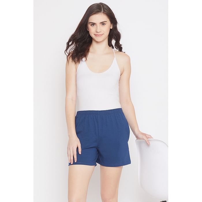 

Clovia Boxer Shorts in Navy- Cotton Rich - LB0145E08