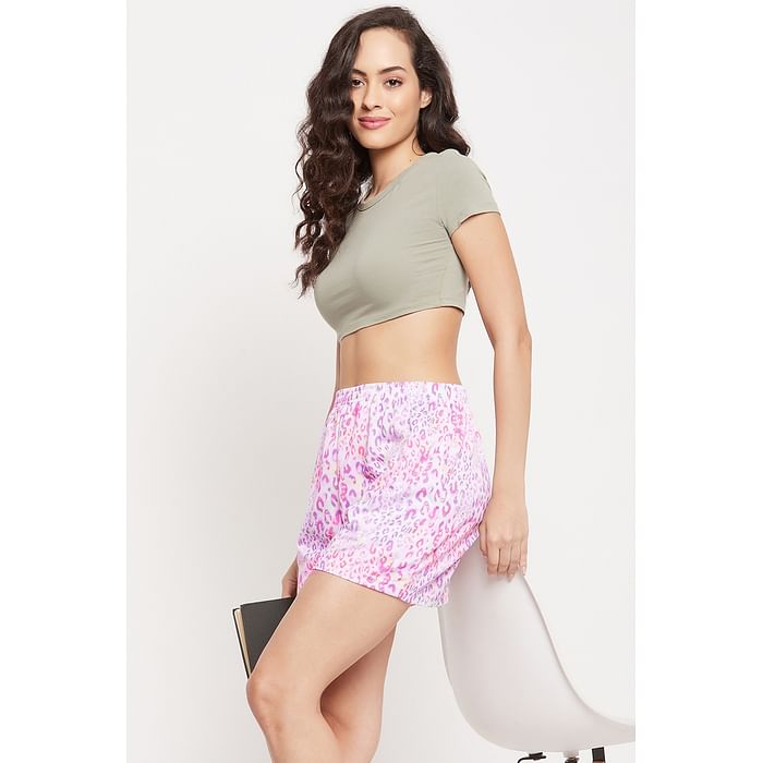 

Clovia Animal Print Boxer Shorts in Multicolour - 100% Cotton - LB0174L19