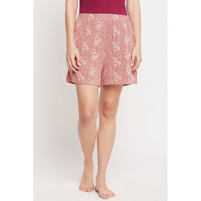 

Clovia Floral Print Boxer Shorts in Coral Orange - 100% Cotton - LB0174M16
