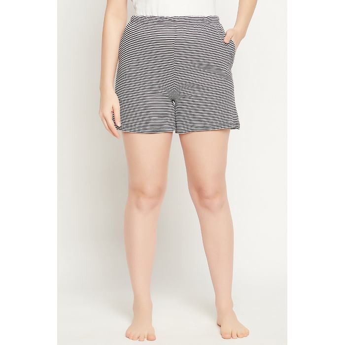 

Clovia Sassy Stripes Boxer Shorts in White - 100% Cotton - LB0174Y18
