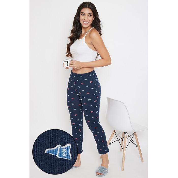 

Clovia Print Me Pretty Pyjama in Navy - Cotton Rich - LB0176Z08