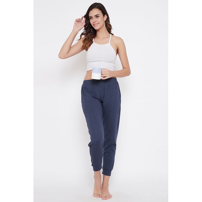 

Clovia Chic Basic Cuffed Pyjama in Dark Grey - Cotton Rich - LB0178D05