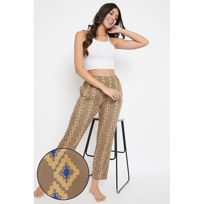 

Clovia Print Me Pretty Pyjama in Brown - Rayon - LB0179A06