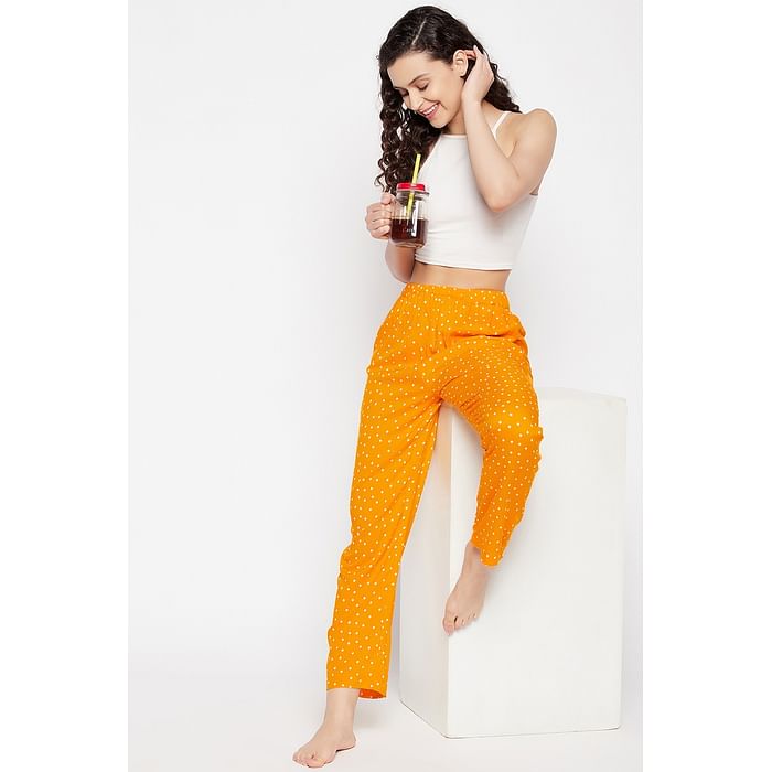 

Clovia Polka Print Pyjama in Yellow - Rayon - LB0179D07, Mustard