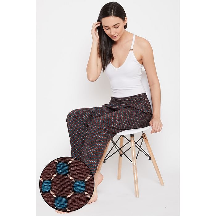 

Clovia Print Me Pretty Pyjama in Brown - Rayon - LB0179P06