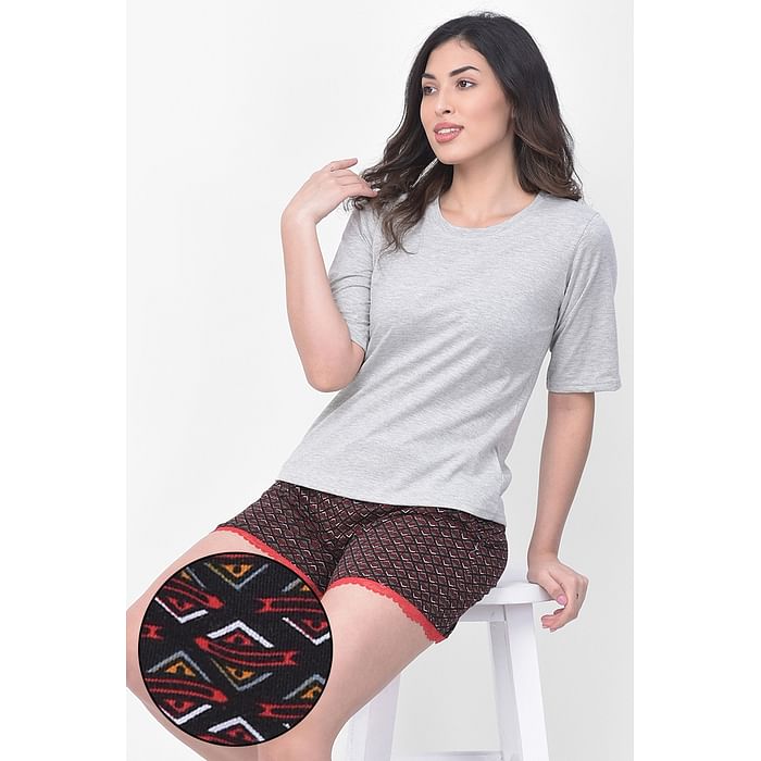 

Clovia Print Me Pretty Boxer Shorts in Brown - Cotton Rich - LB0184D13, Black