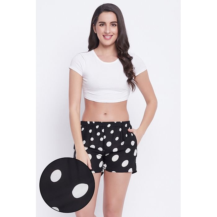 

Clovia Polka Dot Boxer Shorts in Black - Crepe - LB0185A13