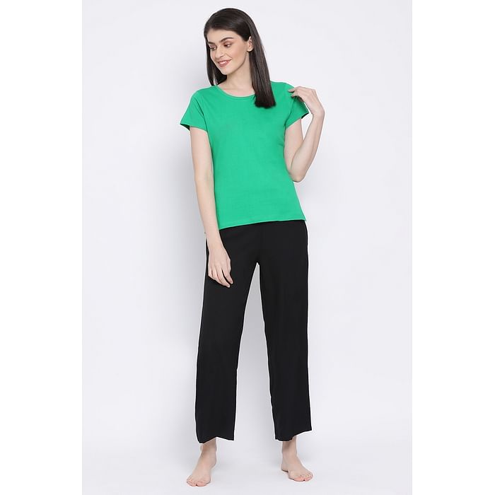 

Clovia Chic Basic Pyjama in Black - Crepe - LB0186P13