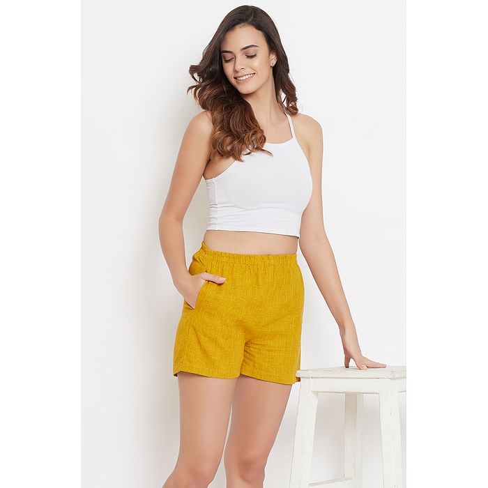 

Clovia Mustard Boxer Shorts in Orange - 100% Cotton - LB0190P06, Brown