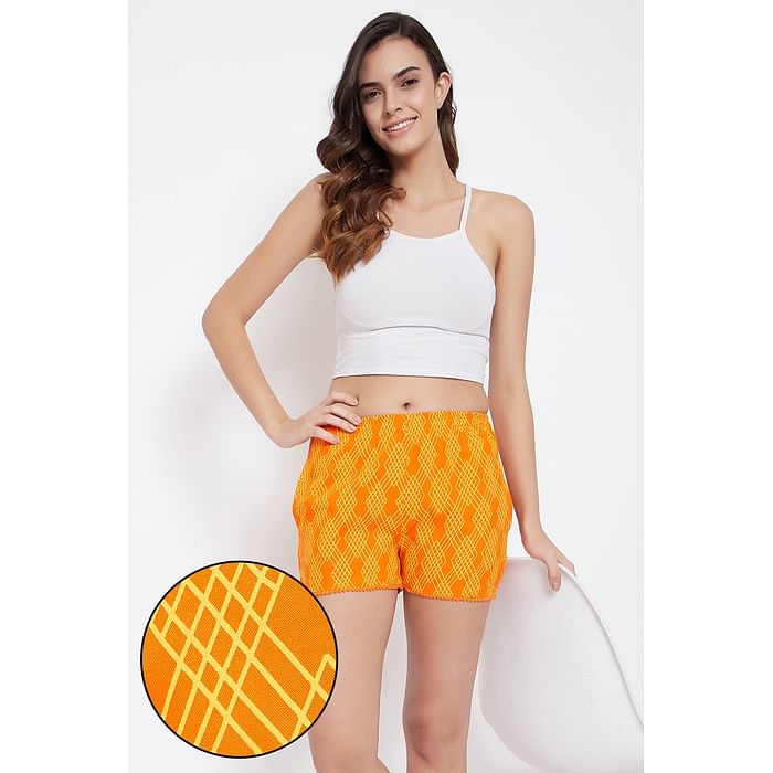 

Clovia Print Me Pretty Boxer Shorts in Orange - 100% Cotton - LB0194E16